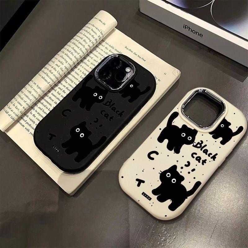 Schattige Zwarte Kat Zachte Case Voor Samsung S25 S24 S23 S22 Plus Ultra S23 S24 S20 S21FE A16 A53 A32 A51 A71 A31 A24 Note 20Ultra Cover