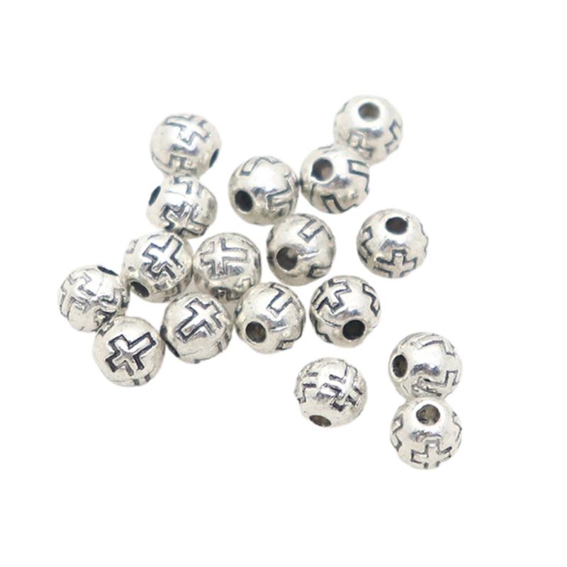 

100pcs Crucifix Round Beads for Prayer Necklace, Bracelet Making Crafts Alloy Construction Long Last Durability 1