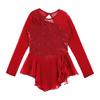Girls Long Sleeve Dance Dress Round Neck Sequins Flower Front Hollow Back Performance Costume