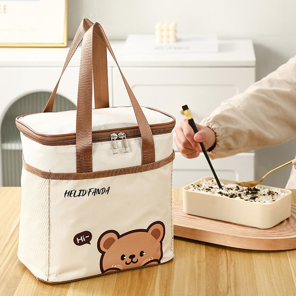 Cute Cartoon Portable Thermal Lunch Box Bag For Student Kids Oil Proof & Waterproof Food Insulated Bag Large Capacity Cooler Bag