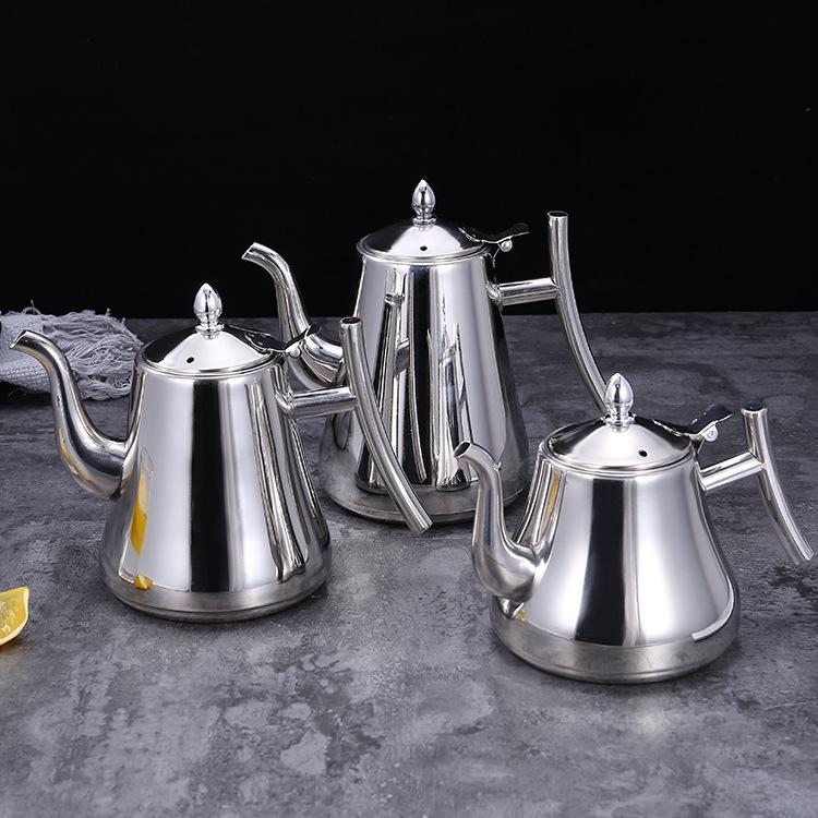 Stainless Steel Kashi Flower Tea Kettle with Filter - Ideal for Hotels, Restaurants, and Teahouses.