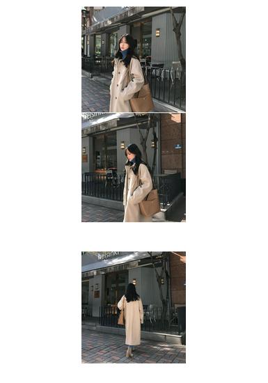 Women's Mid-Length Black Wool Coat - 2026 Autumn/Winter Korean Style, Loose Slimming Fit, Over-the-Knee Hepburn Style