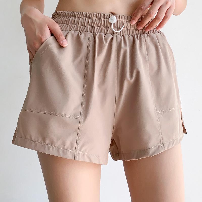 Fake Two Sports Shorts Women's Summer Loose Fitness Anti-walking Light Speed Dry Black Running Pants Elastic Waist