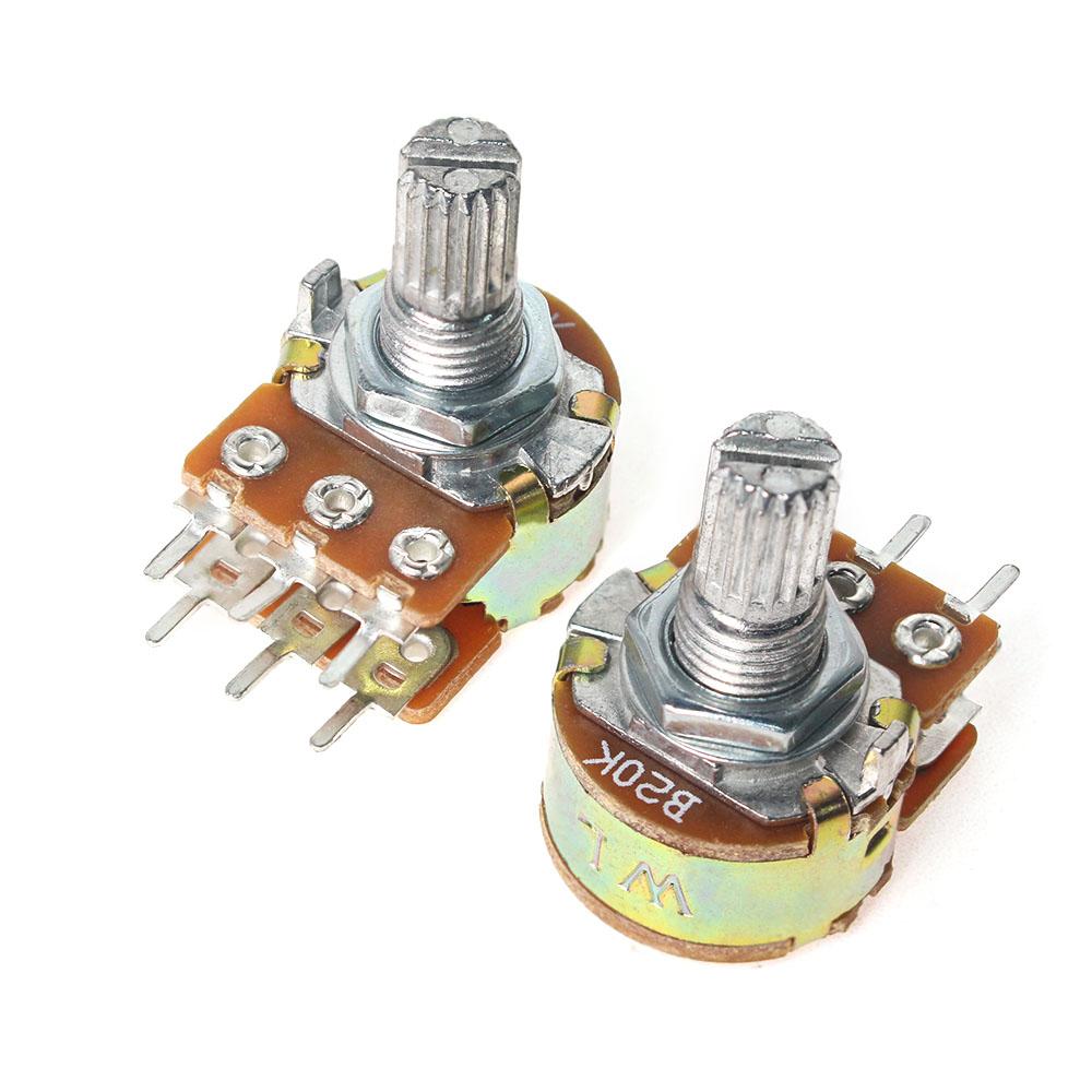 10PCS WH148 Linear Potentiometer 15mm Shaft with Nuts and Washers 6pin Potentiometers B1K B2K B5K B10K B20K B50K B100K B500K B1M