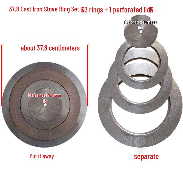 Cast Iron Firewood Stove Ring & Lid: Thickened Rustic Pot and Fire Pit Accessories