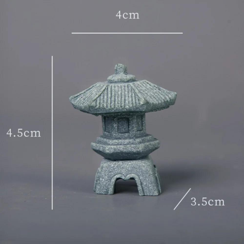 Neue Mini-Pagodenlaterne Licht Gartenstatue Dekorativer Sandstein Mikrolandschaftslampe Zen-Hof Miniatur-Bonsai