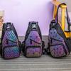 Luminous Bag Women Geometric Laser Backpack Quilted Shoulder Bags Hologram Laser Plain Chest Bag