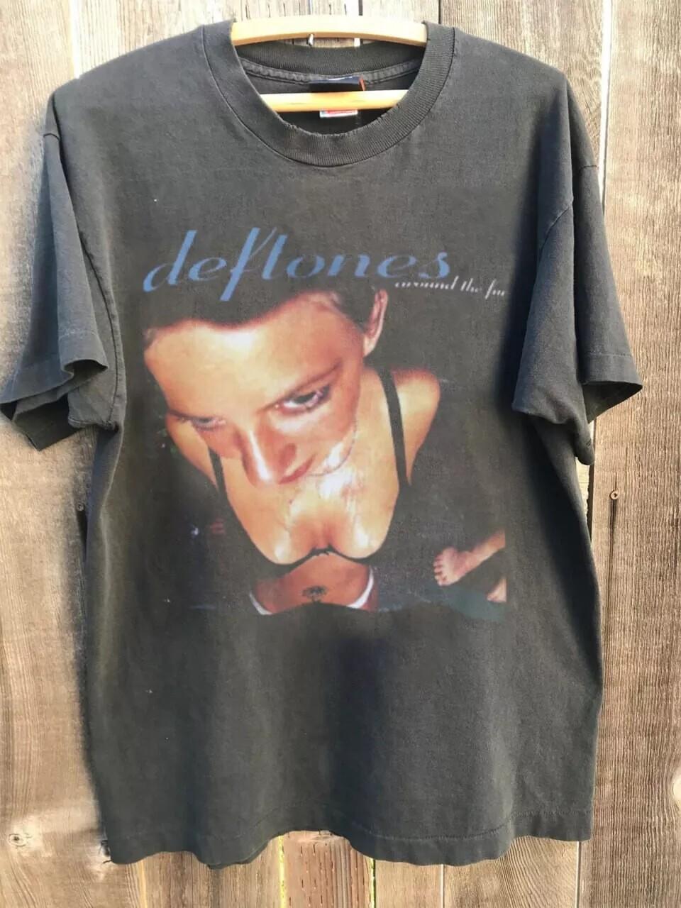 Deftones Around the Fur Band T-shirt, Graphic Charcoal Unisex Tshirt Reprint XL