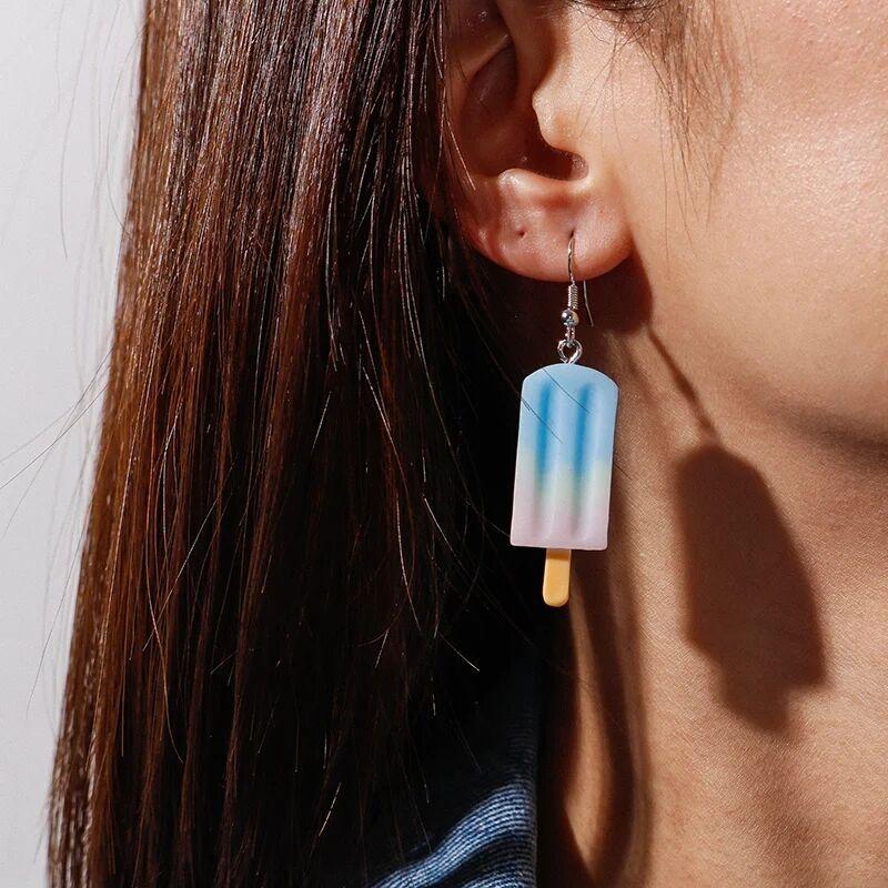 New Cute Resin Simulation Food Earrings for Women 3D Popsicle Ice Cream Drop Earrings Girl Kids Jewelry Gifts
