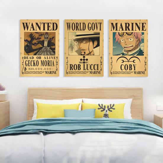 One Piece Poster Clear Printing Rectangle Decorative Japanese Anime Luffy Bounty Poster Bedroom Decor for Bar