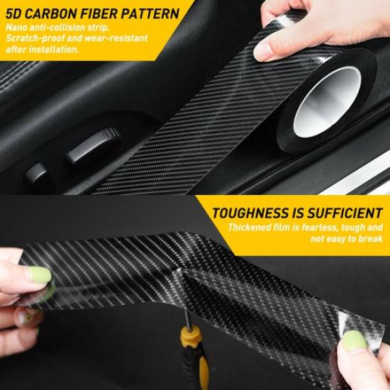Carbon Fiber Car Door Sill Protector Scuff Cover Strip Anti-Scratch Tape Sticker