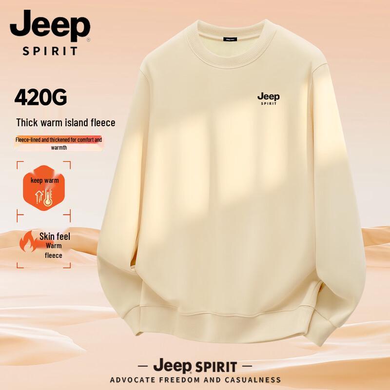 

JEEP SPIRIT Men s Thick Fleece-Lined Pullover Sweatshirt 3XL