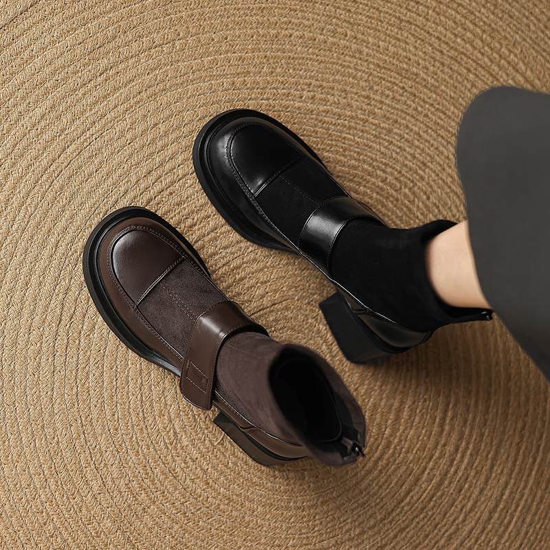 Krazing Pot Microfiber Winter Round Toe Modern Platform Size 33 Boots Size 43 Women Fashion Flock Elastic Ankle Boots