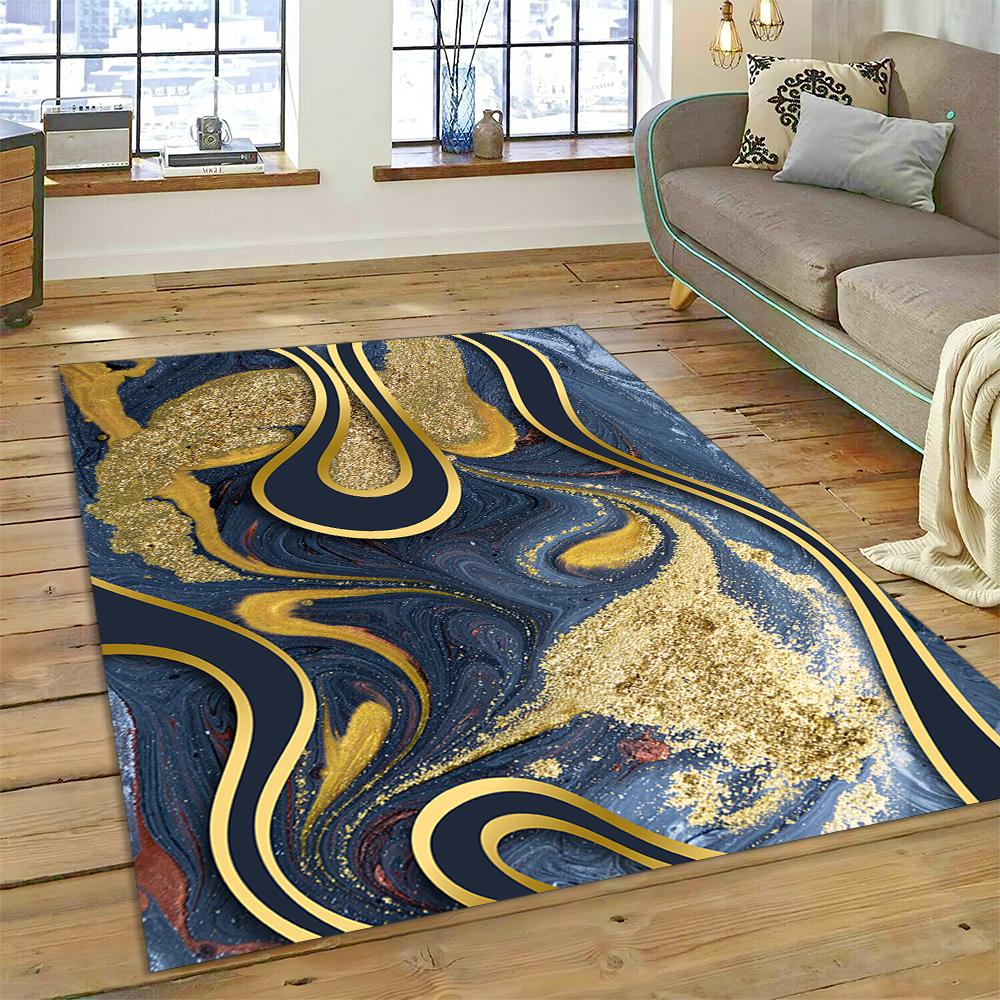 Dream Colour Splendid Marble Gold Nordic Rug for Home Living Room Bedroom Sofa Doormat Kitchen Decor Mat