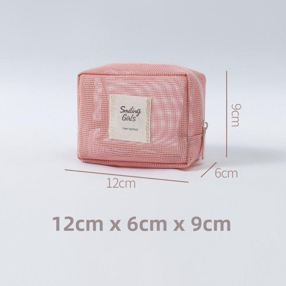 

Transparent Mesh Makeup Bag 4 Colors Lipstick Organizer Bags New Ladies Toiletry Storage Bag Pink 12*6*9cm