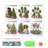 6 Pcs DIY Rhinestone Art Painting Cards Christmas Greeting Card Making Kit with Envelopes 5D Snowman Cat Deer Rhinestone
