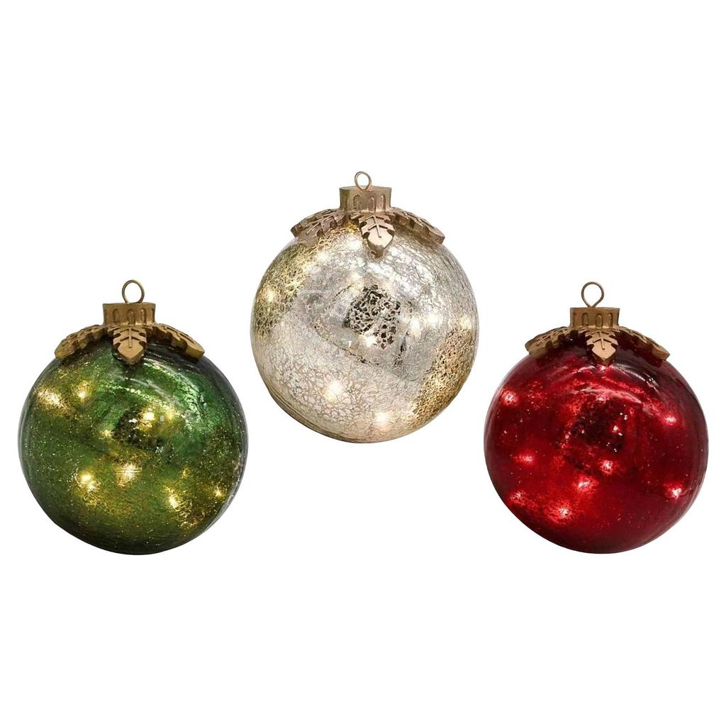 LED Light Up Glass Ball Christmas Ornament Sphere Ball Indoor Outdoor 10cm