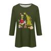 3/4 Sleeve Tops For Women T-Shirt Casual Christmas Print Tops T Shirt Round Neck Pullover Blouse