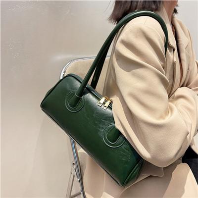 Classic Leather Handbag, Retro Simple Shoulder Underarm Bag, Elegant Stylish Baguette Tote Bag for Women Everyday Collocati