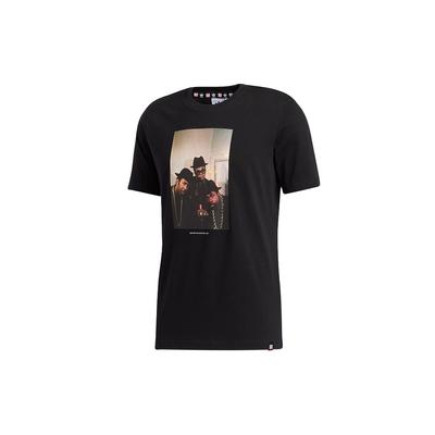 Oryginalna koszulka męska Originals Trefoil Run DMC z nadrukiem fotograficznym Czarna GN5928