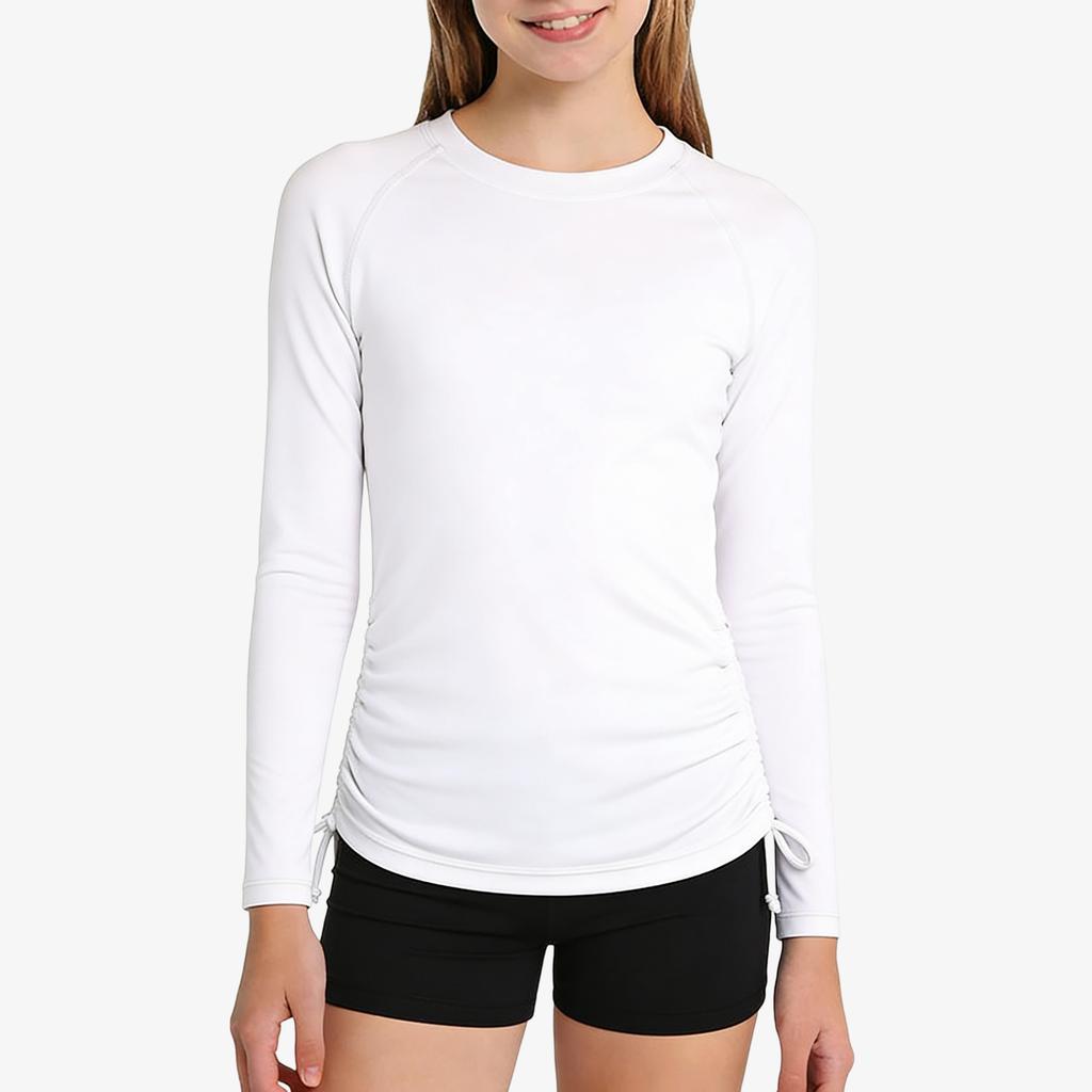 CHARMLEAKS Rash Guard for Girls Long Sleeve Swim Shirt UPF 50+ Sun Protection Teen Girls Swimsuit Athletic Shirts 7-16Y