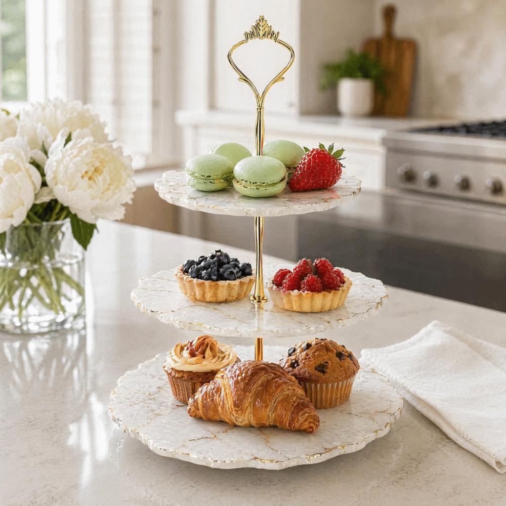 Zinc Alloy Cake Stands Crown Handle Multi Level Cake Stand Tiered Tray Hardware Dessert Display 2 Tiers Gold