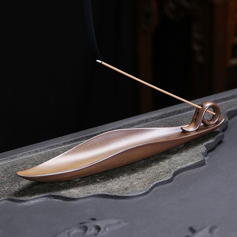 9" Length Incense Stick Holder with 3 Holes, Ceramic Incense Ash Cather for Counters, Meditation Room, Yoga, Home, Office