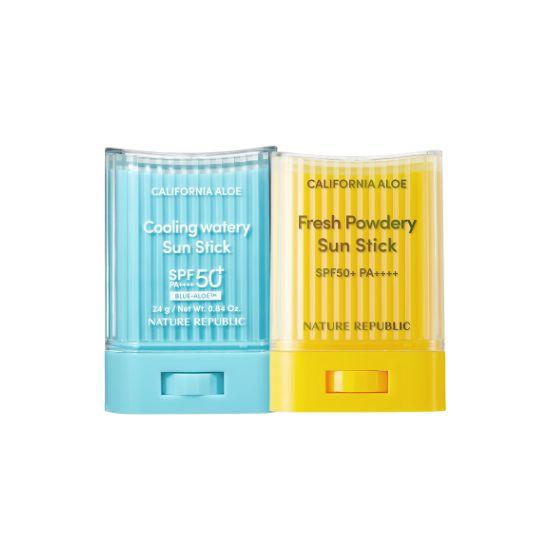 Nature Republic California Aloe Fresh Powdery & Cooling Moisture Sun Stick Duo (24g x 2)