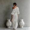 Spring/Summer 2026 Europe High-end Women's Long Sleeve Off-the-Shoulder Mid-Waist Pullover Dress