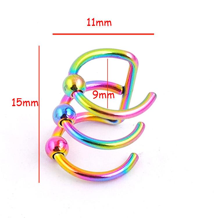 Menneskelig Punktering Rustfritt Stål Tre-Sirkel Sveisekule Øreklemmer Ørespenner Uten Hull C-Formede Øredobber Øredobber