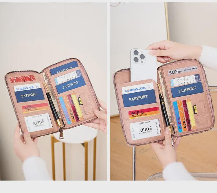 RFID Anti-Magnetic Passport Wallet with Zipper and Multifunctional Storage