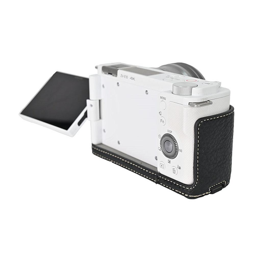 Camera Half Case for Sony A6700 A6400 A6300 A6100 A6000 ZVE10 ZVE10II ZVE10M2 A7R5 A7CII A7C2 Bottom Opening Cover PU Leather