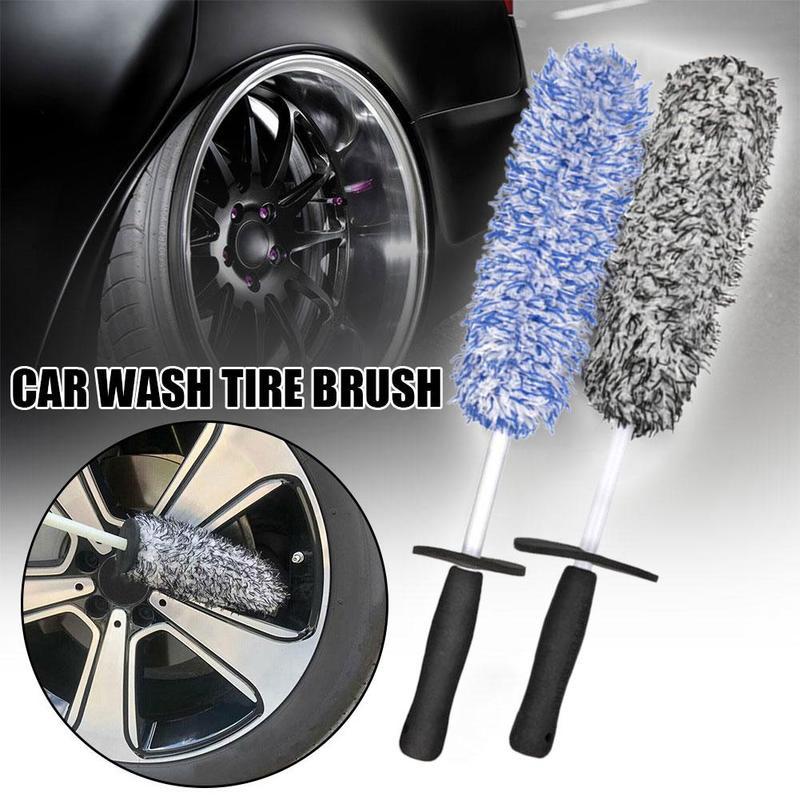 Set da 2 Pezzi Spazzola Super per Lavaggio Auto Microfibra Premium Spazzola per Cerchioni Manico Morbido Antiscivolo Facile Da Pulire Raggi Cerchioni Auto Accessori Auto