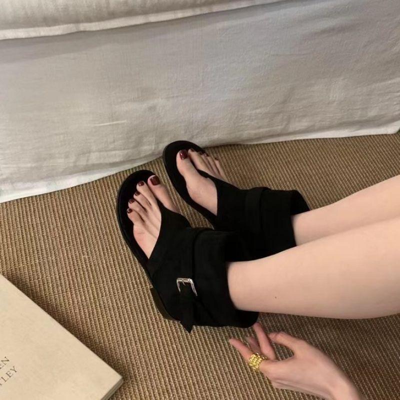 Retro Fashion Flip-flops Women's Outer Wear 2025 Summer New Korean Version Flat-bottomed Loose Sleeve Trousers Short Boots