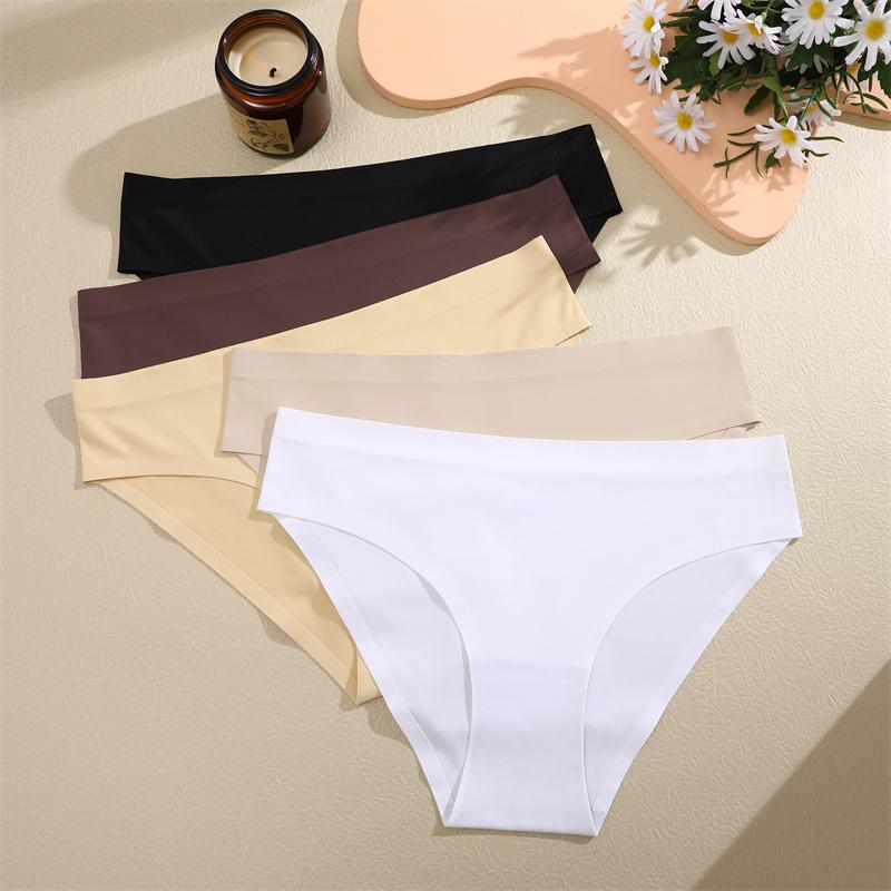 6PCS Women Seamless Panties Ice Silk Ultra Thin Briefs Female Soft Underwear Ladies Low Rise Sexy Lingerie High Elastic Panties