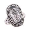 Natural Black Rutile Gemstone 925 Solid Sterling Silver Jewelry Ring S.5.5 P7a79