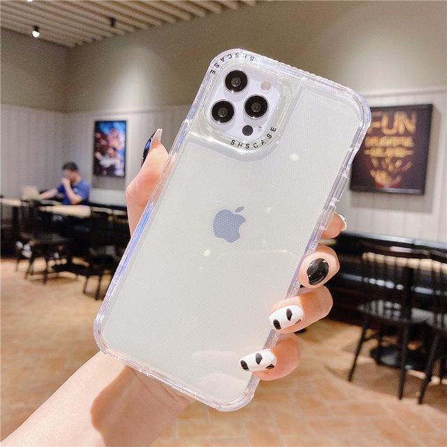 Shockproof Frame Transparent Phone Case For Iphone 14 13 11 12 Pro Max Xs X Xr Max 14plus Candy Color Clear Soft Tpu Back Cover