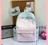 Schoolbag New Japanese plaid schoolbag for women, junior high school students Large capacity, light and wear-resistant cute cartoon backpack