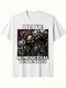 Cooles Skelett-Krieger-T-Shirt Mit Kräftigem Textdruck Unisex Oversized Passform Atmungsaktives Gewebe Für Den Täglichen Gebrauch