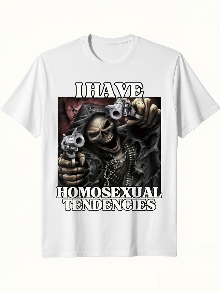 Cooles Skelett-Krieger-T-Shirt Mit Kräftigem Textdruck Unisex Oversized Passform Atmungsaktives Gewebe Für Den Täglichen Gebrauch