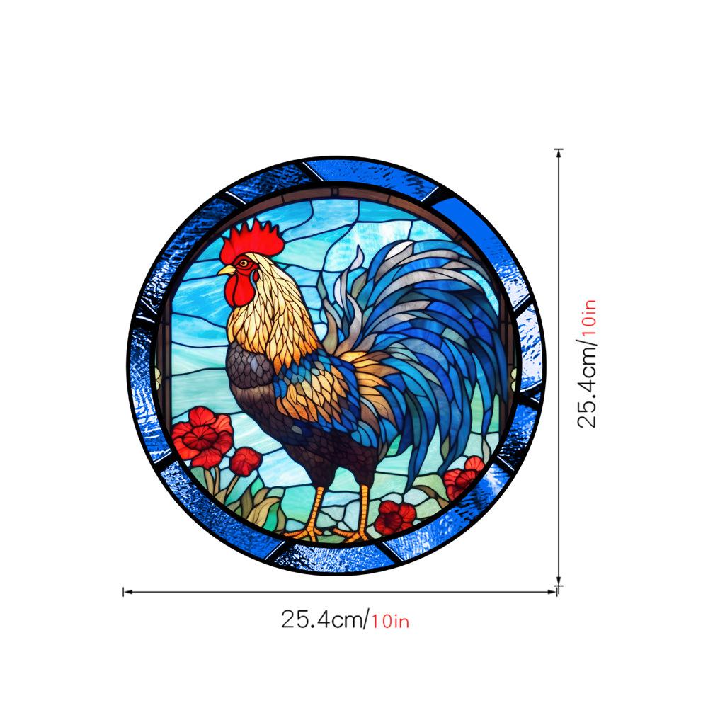 Retro Colorful Hummingbird Iris Window Glass Electrostatic Sticker Detachable Decorative Film Home Decoration