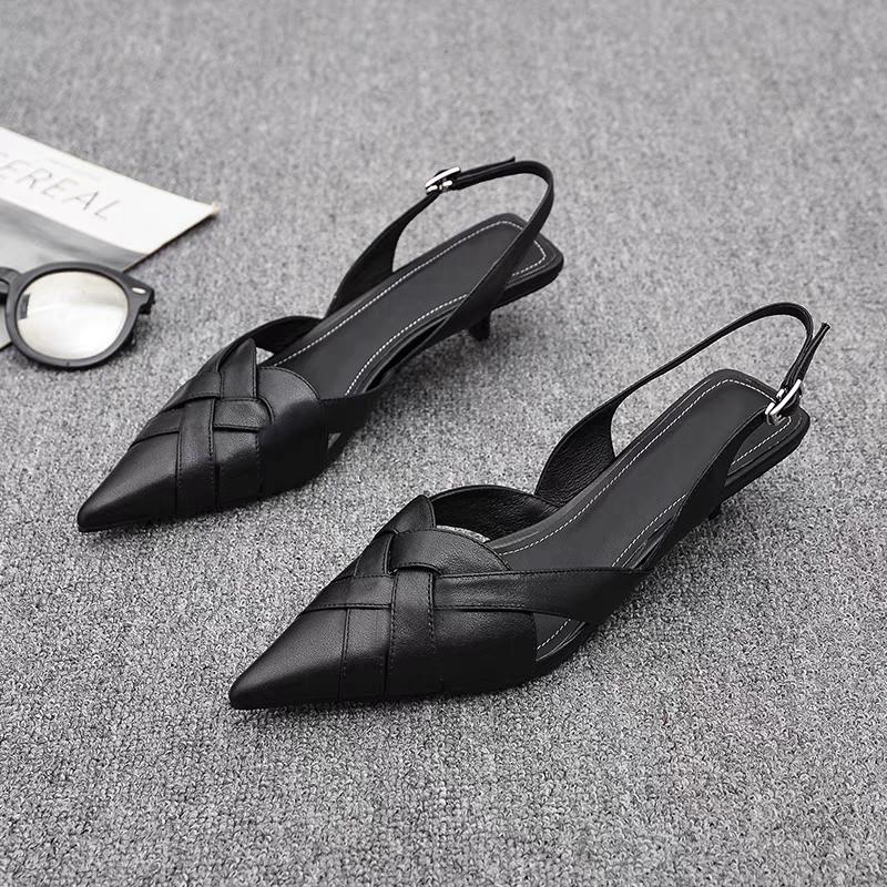 Elegant and Versatile Casual Wear-resistant Sandals Women's Thin Heel Pointed Toe Pumps Ladies High Heels Slingback