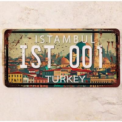 Plaque d'immatriculation souvenir d'Istanbul Turquie 15x30cm, Décoration de voiture en métal cadeau
