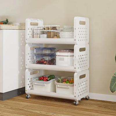 Multi-storey Moveble Storage Rack Multi-Functional Kitchen Basket Household Small Cart Floor Standing For Fruits And Vegetables