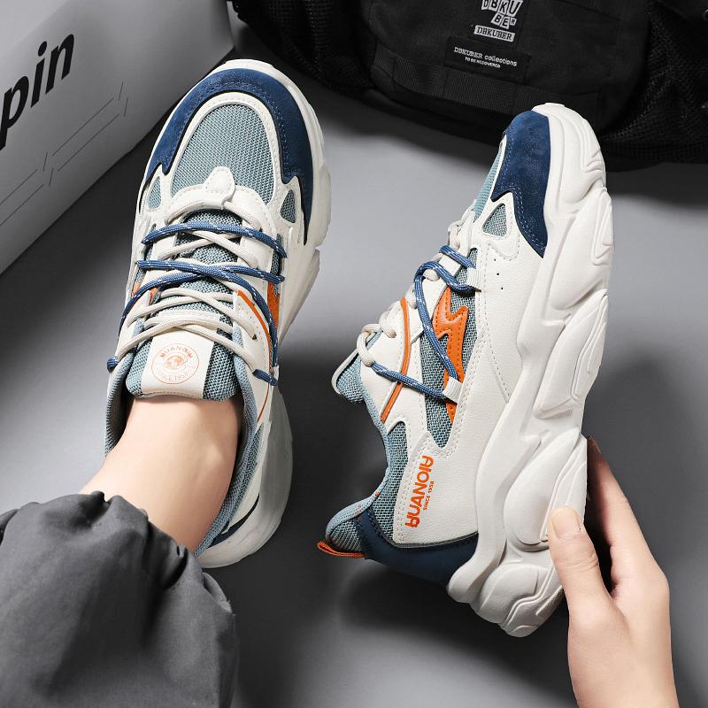 Autumn new student running sports leisure thick-soled heightening little white dad trendy shoes