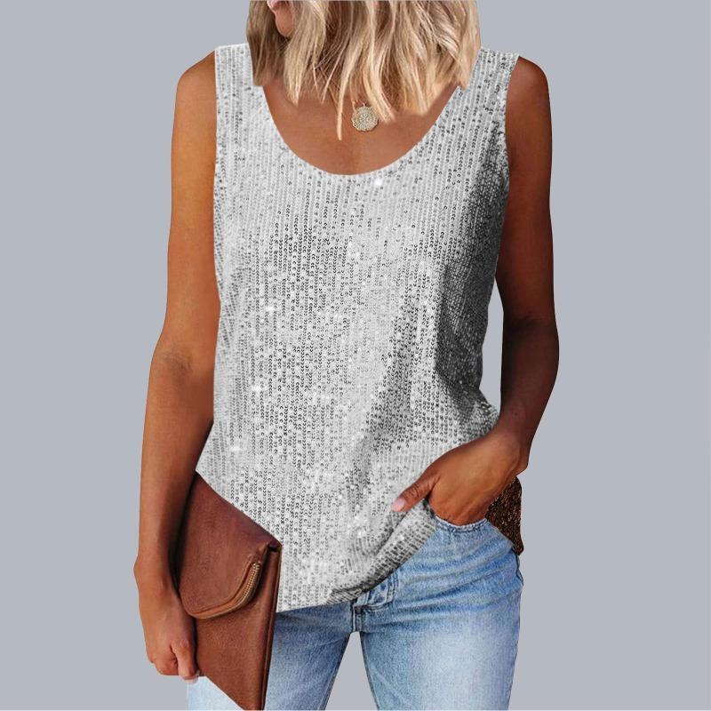 Women s Commuter Sequins Loose Crew Neck Vest Women s S