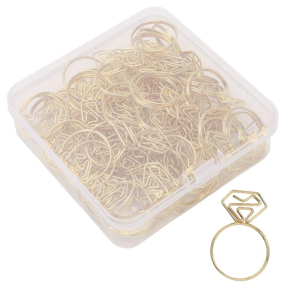 

80Pcs Ring Shape Ring Shape Paper Clips Electroplating Metal Gold Cute Paper Clips Compact Size Rustproof Paperclips Invitation