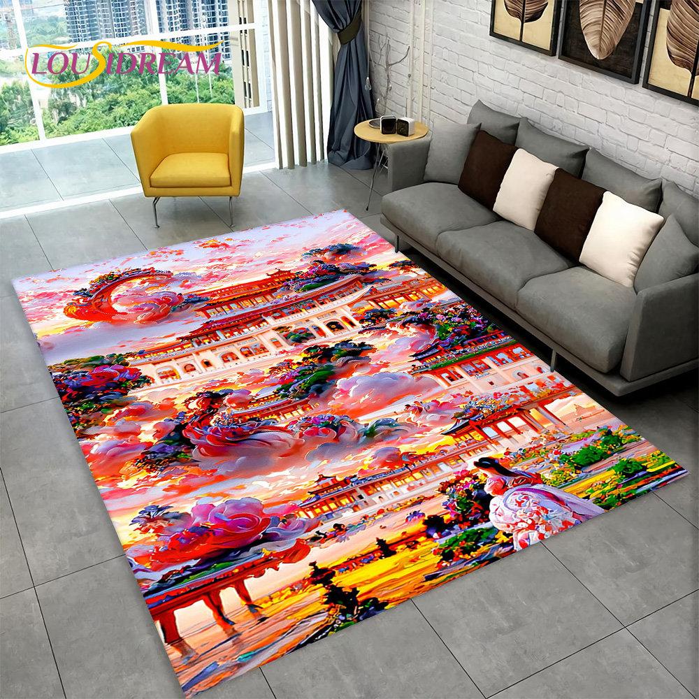 3D Beautiful Dream Magic Castle Scenic Area Rug,Carpet Rug for Living Room Bedroom Sofa Doormat Kitchen Decor Non-slip Floor Mat