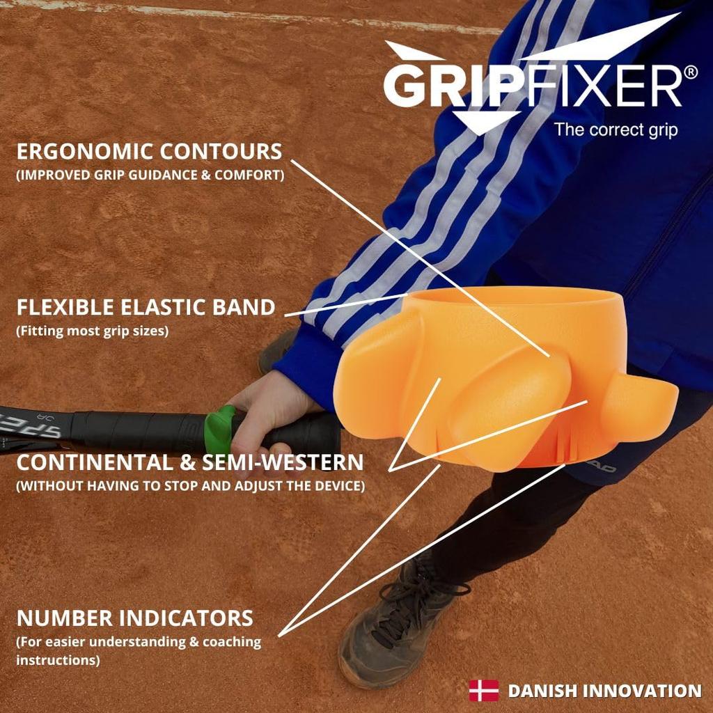 GRIPFIXER Tennis Sicherstellen Richtiger Griff Ultimatives Trainingsgerät Lehrhilfe Dänische Innovation Klein Rechts 3er-Pack & - -