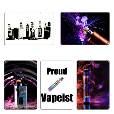 סיגריה אידוי אלקטרוני שלט מתכת מועדון לוחות מותאמים אישית עיצוב קישוט קיר פוסטר שלט פח אידוי